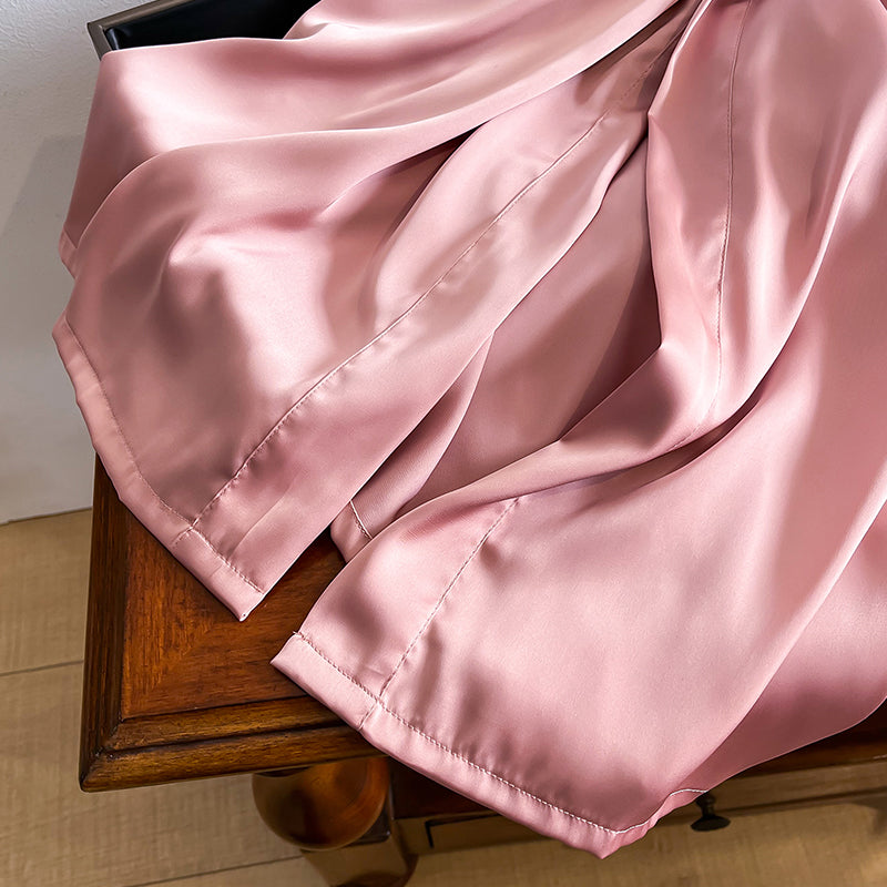 Peignoir Kimono en Soie Rose Léger