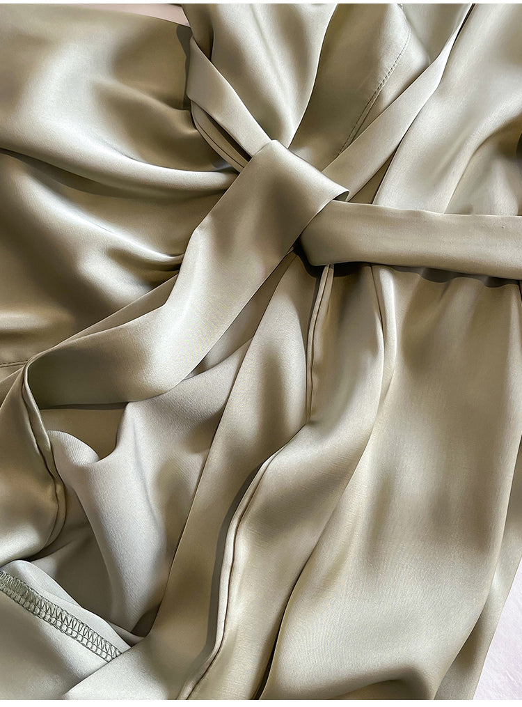 Peignoir Kimono en Soie Vert Design