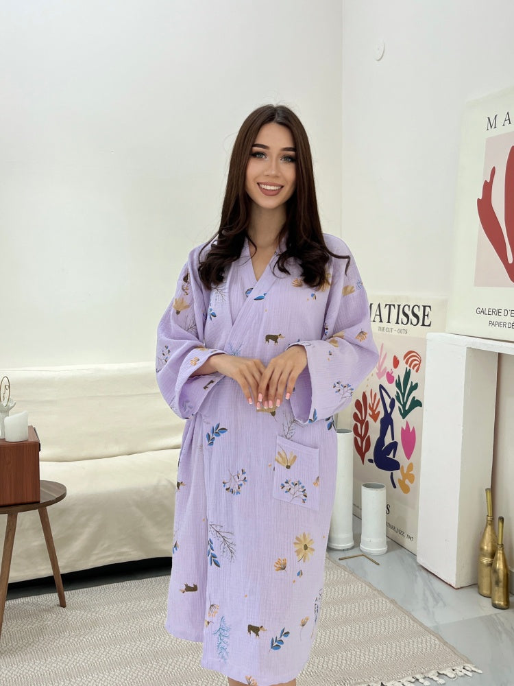 Kimono-Pyjamakleid aus Baumwollkrepp