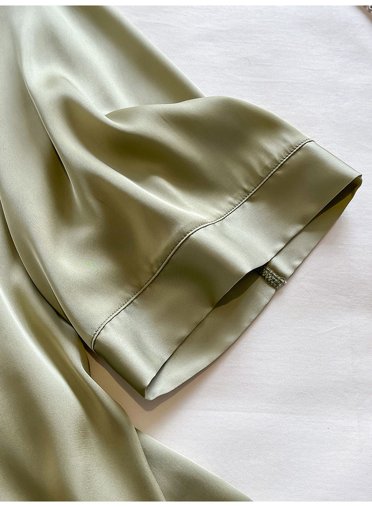 Peignoir Kimono en Soie Vert confortable