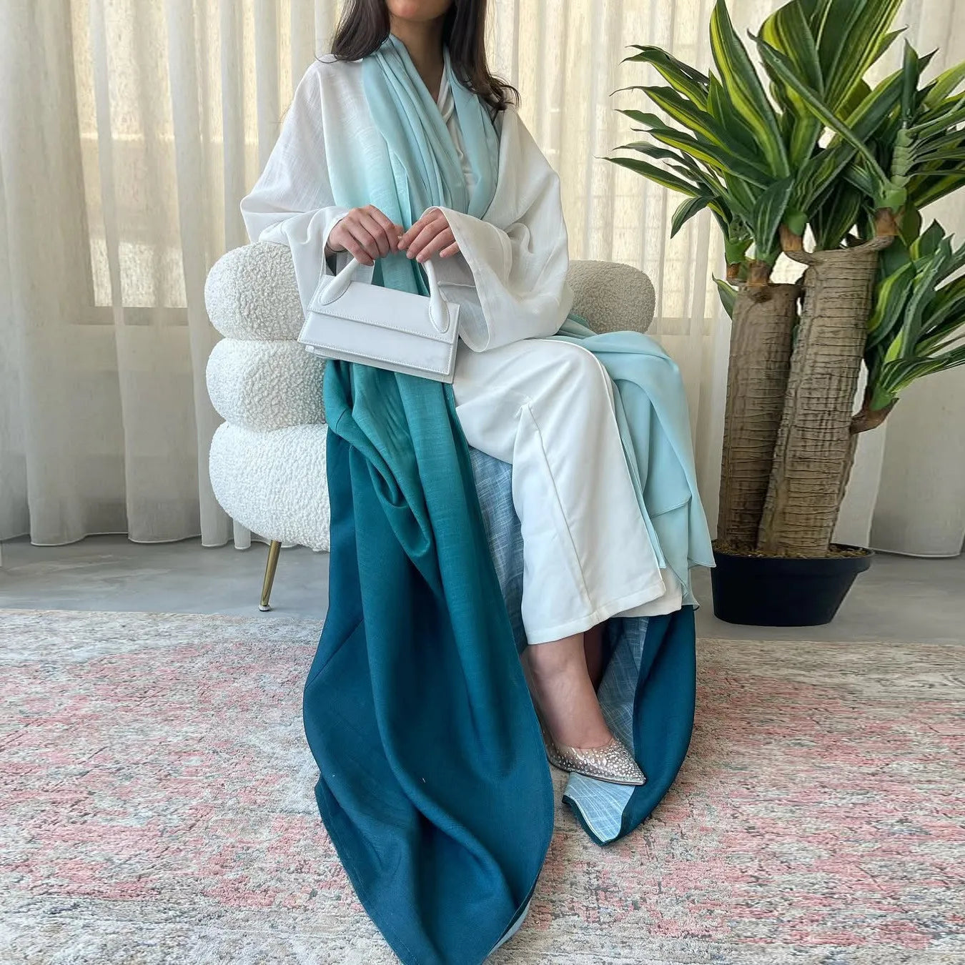 Abaya Kimono Bleue Dégradée longue