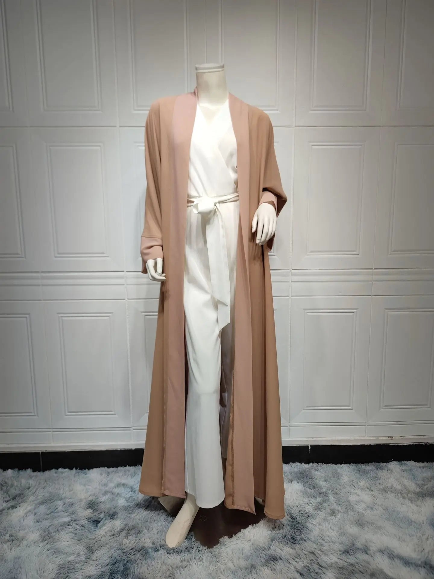 Abaya Kimono Femme Beige Fluide de qualité