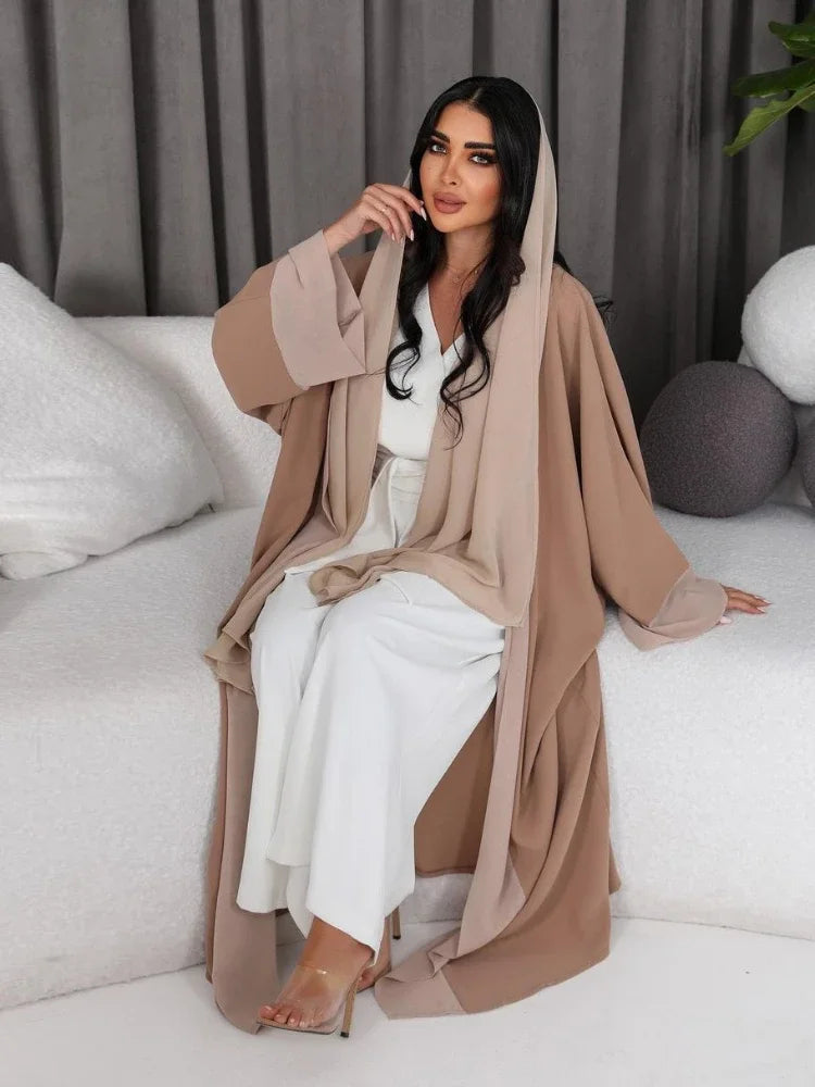 Abaya Kimono Femme Beige Fluide long