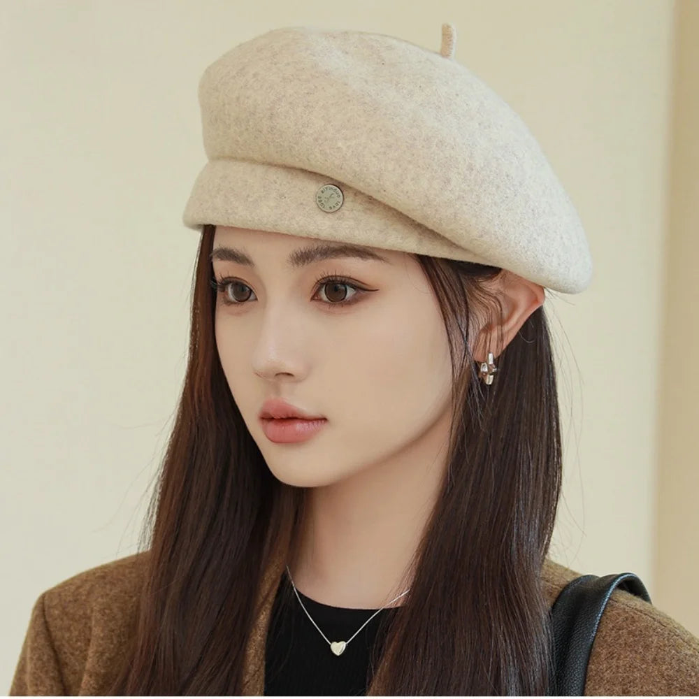 Béret Femme en Laine Beige