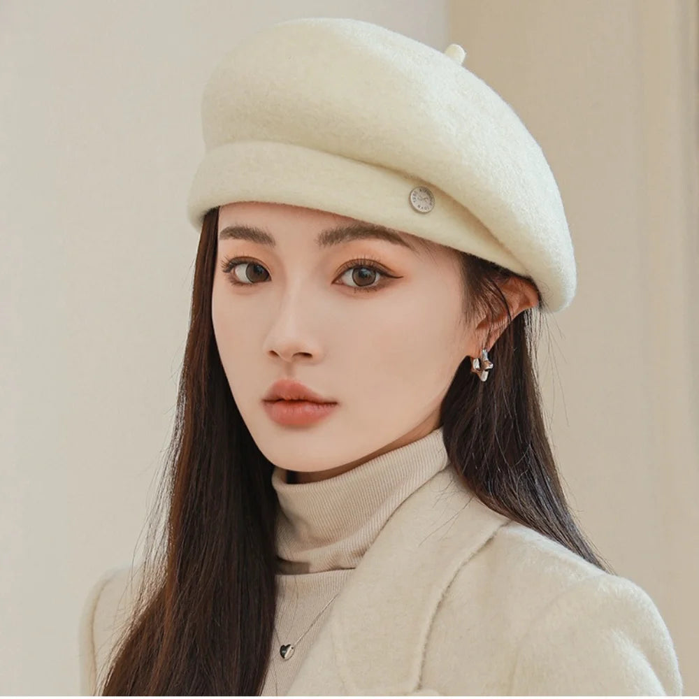 Béret Femme en Laine Blanc