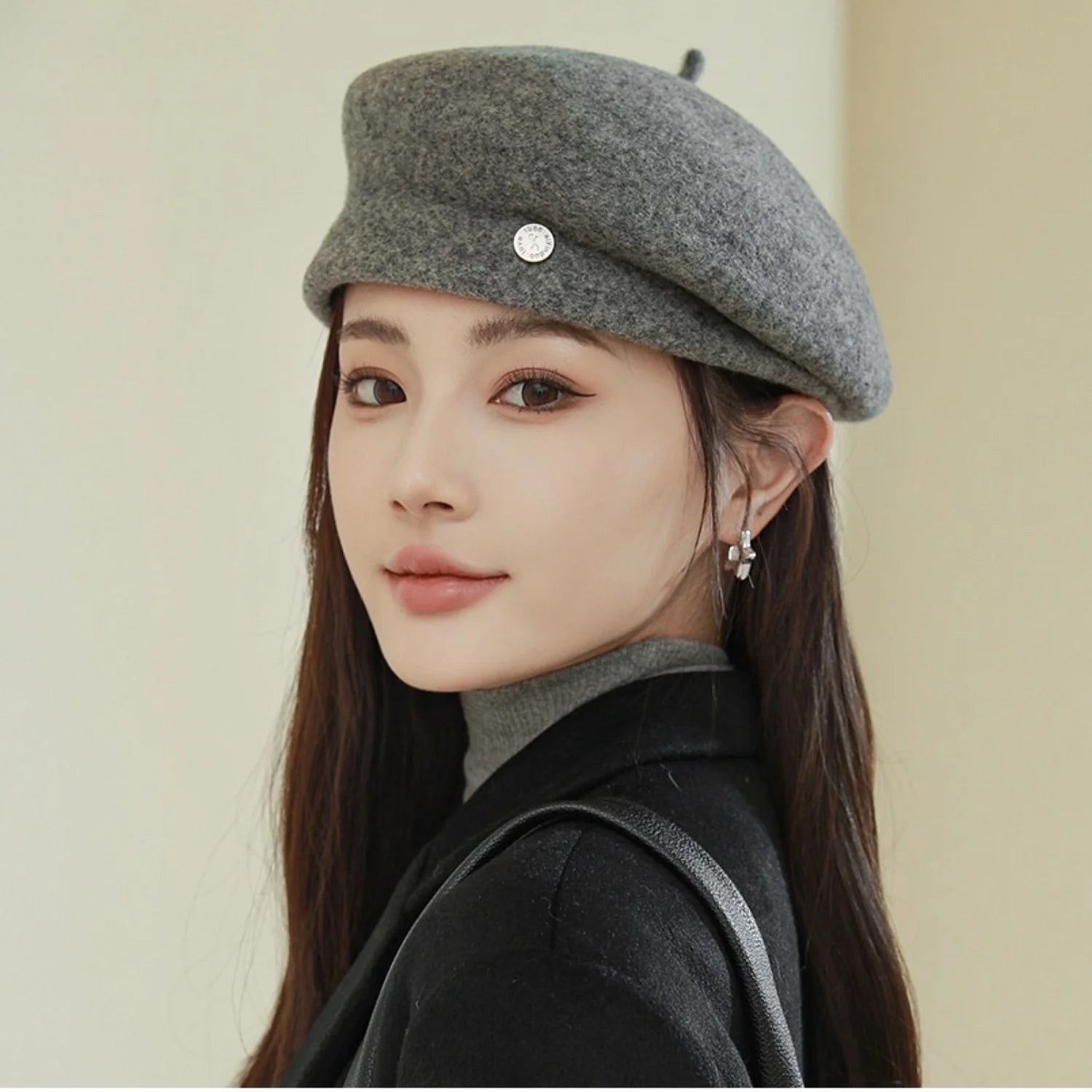 Béret Femme en Laine Gris
