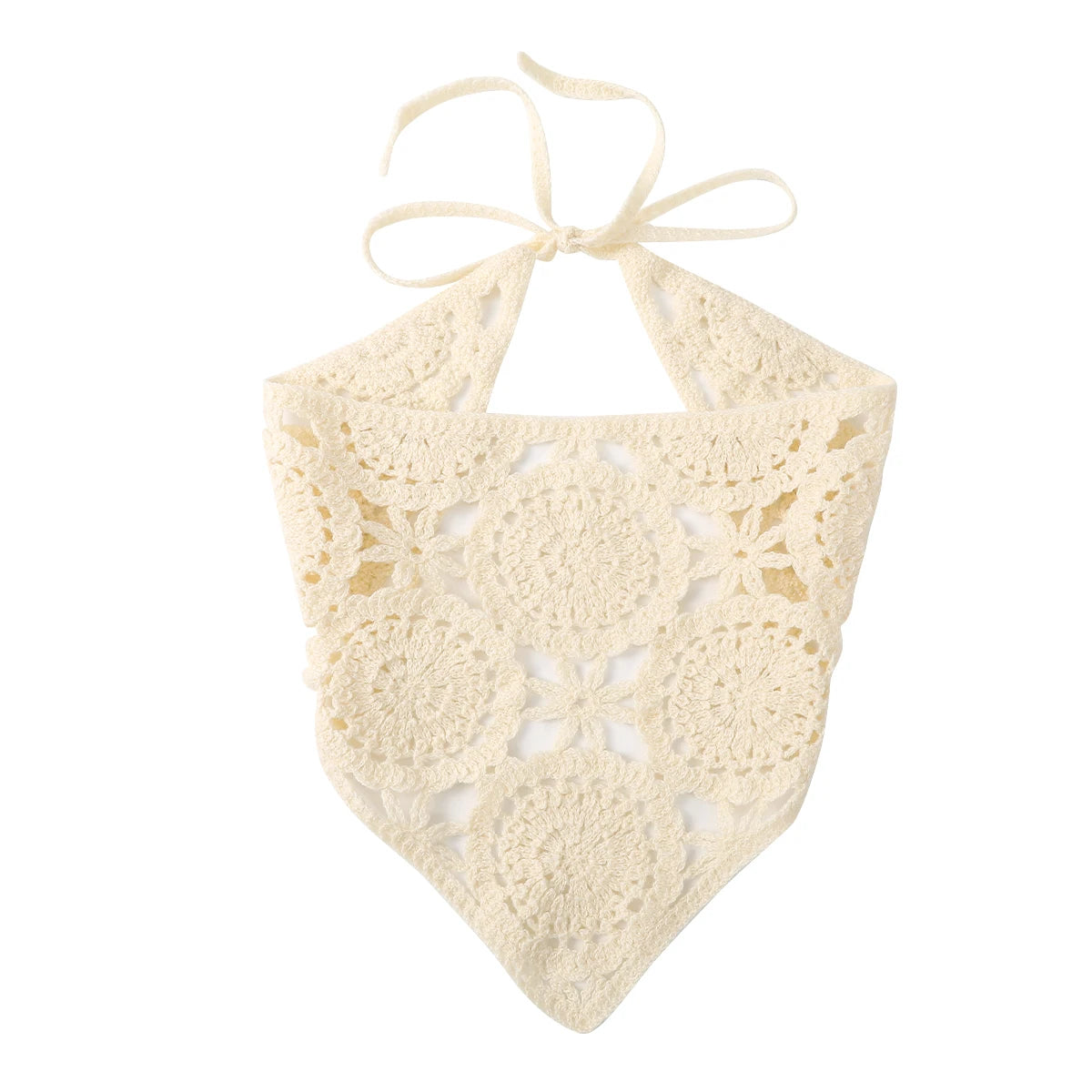 Bandeau Triangle Crochet Beige