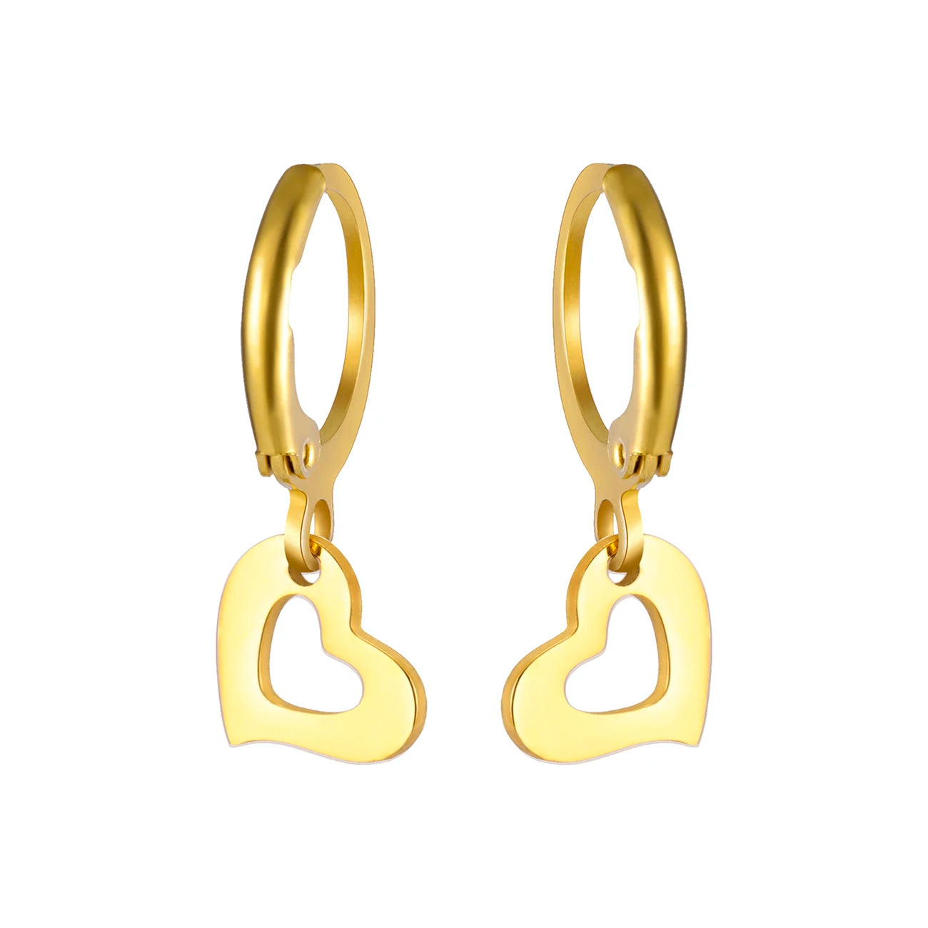 Boucles d’Oreilles Pendantes Coeur Doré