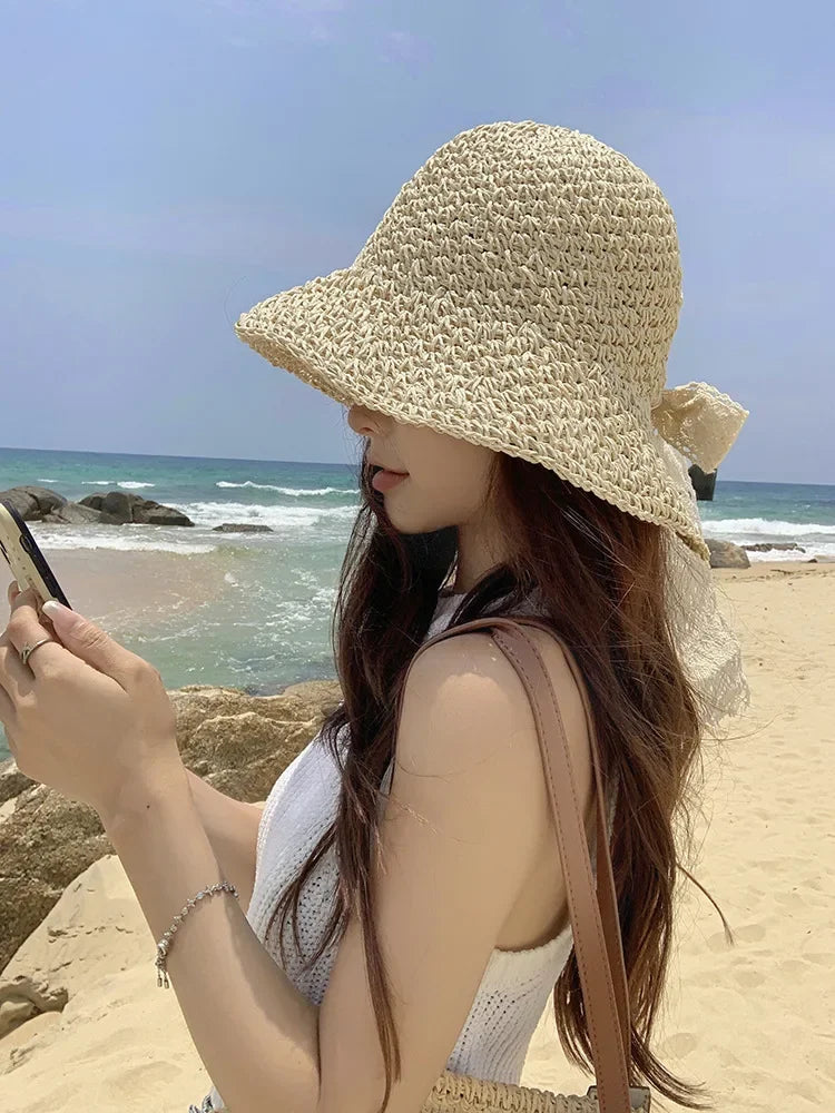 Chapeau de Paille Seau Tressé Beige