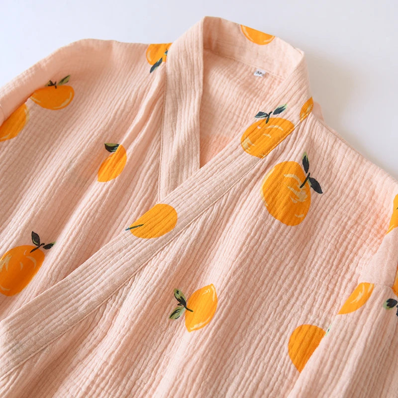 Chemise de Nuit Coton Kimono orange