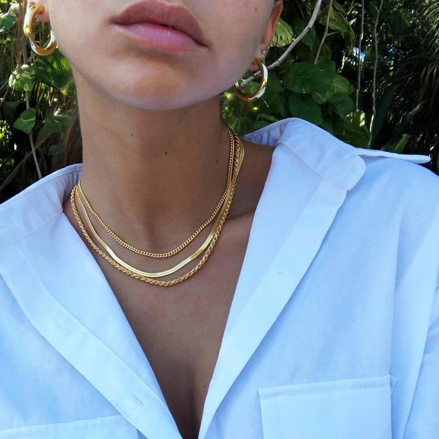 Collier Chaîne Triple Vintage – Argent 925 – Barre à Boule – Longueur 23 Pouces