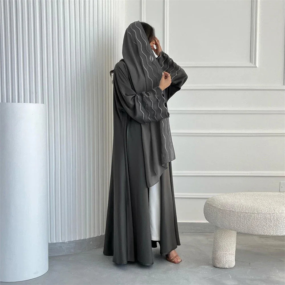 Ensemble Abaya et Hijab Gris chic