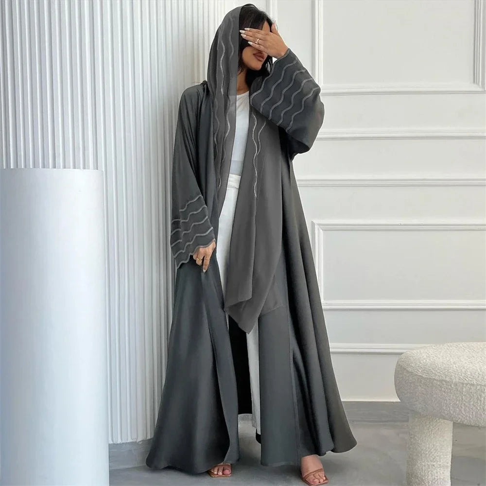 Ensemble Abaya et Hijab Gris long