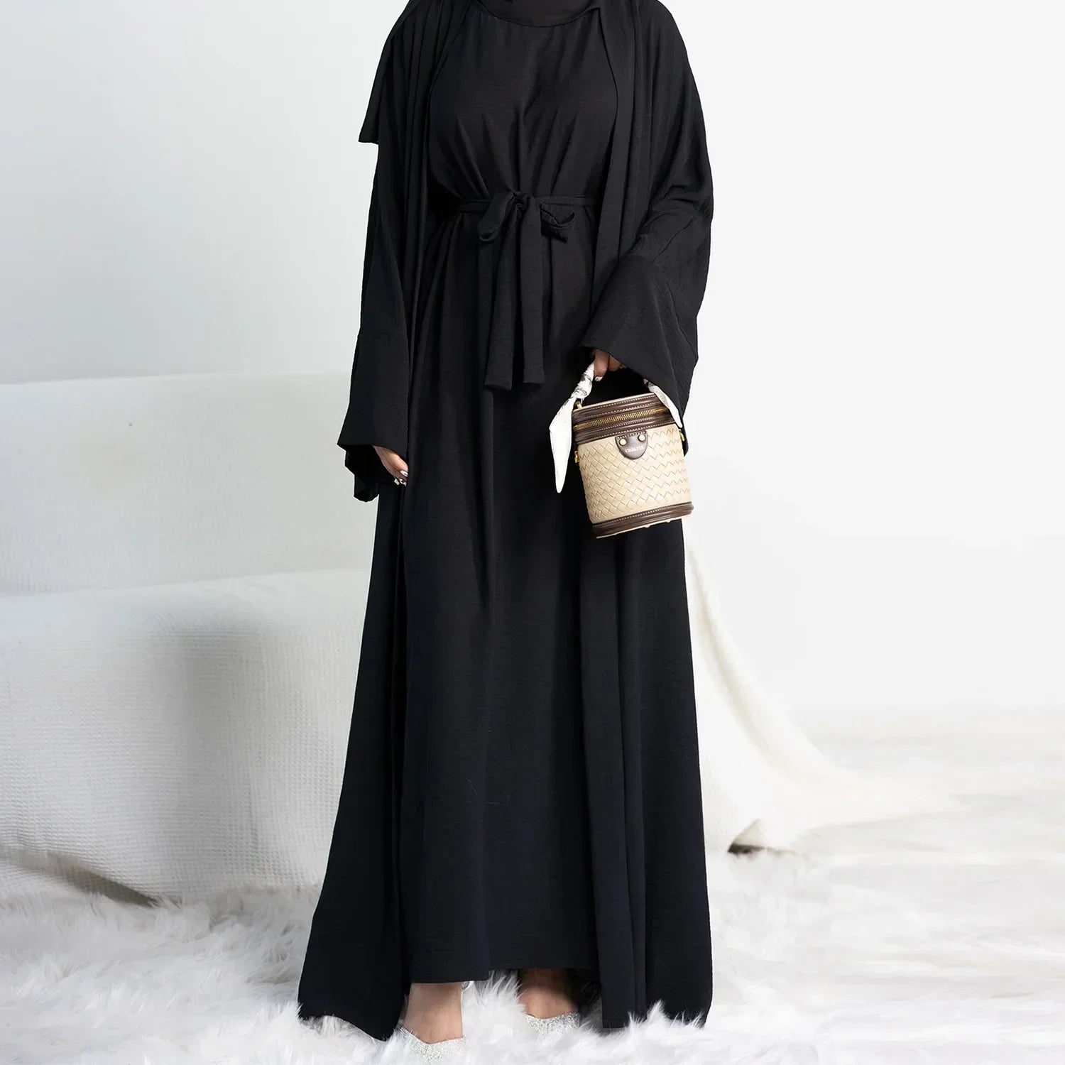 Ensemble Abaya et Robe Noir chic