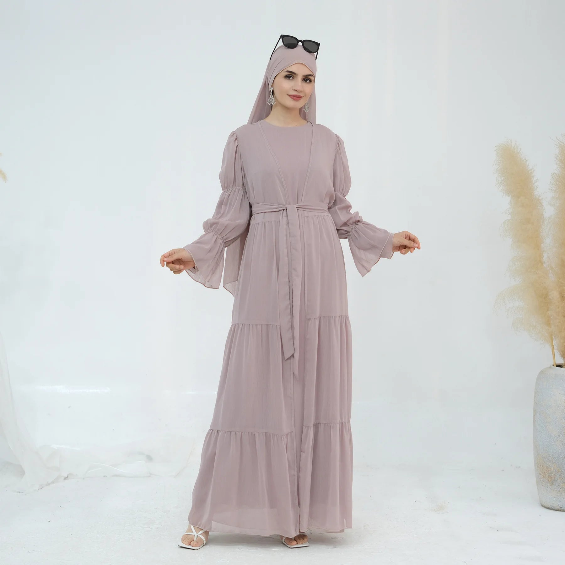 Ensemble Kimono Abaya Fluide Rose