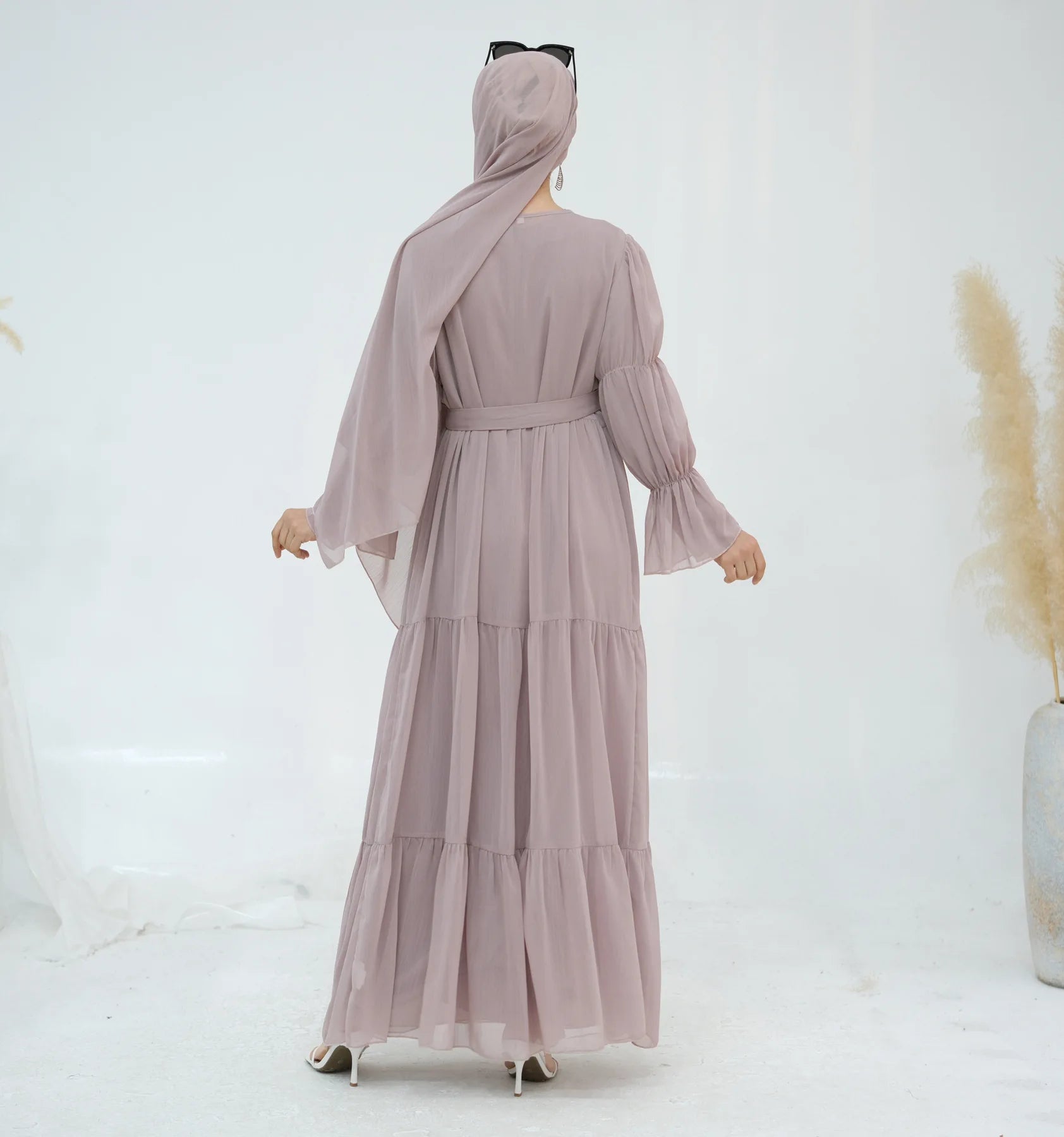 Ensemble Kimono Abaya Fluide Rose stylé