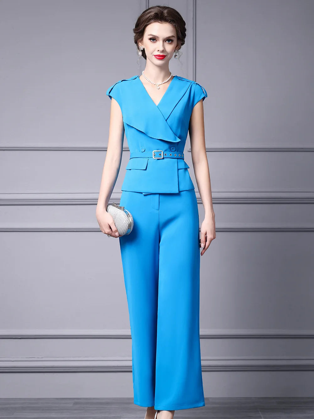 Ensemble Kimono Bleu Ceinturé Stylé