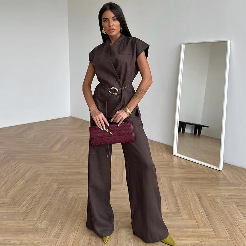 Ensemble Kimono Boutonné à Manches Courtes Confortable