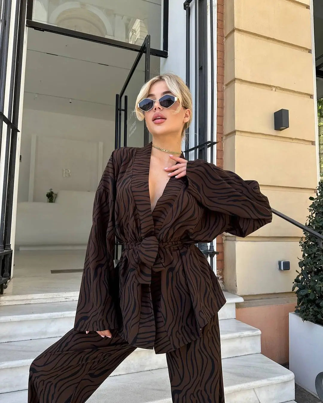 Ensemble Kimono Couleur Café Léger