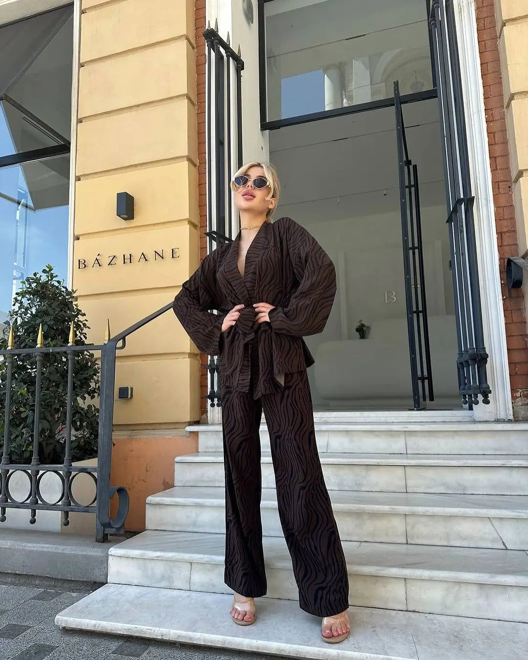 Ensemble Kimono Couleur Café Soyeux