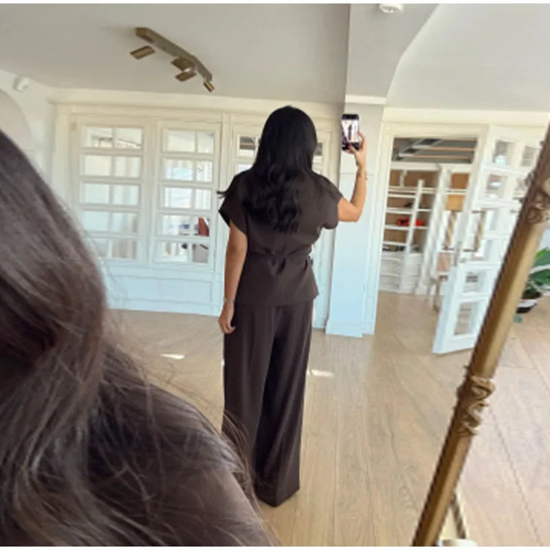 Ensemble Kimono Gilet Marron Stylé