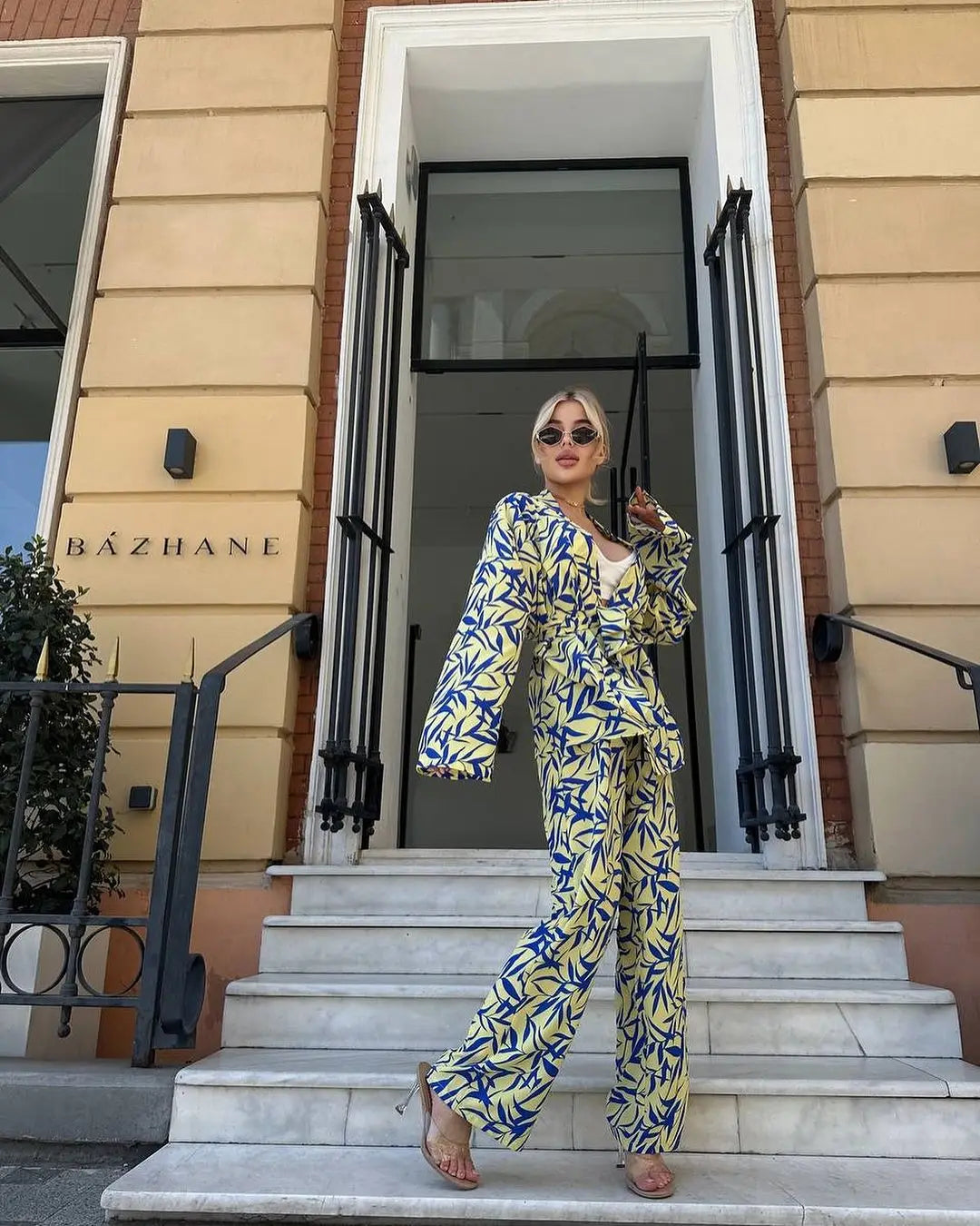 Ensemble Kimono Jaune et Bleu Léger