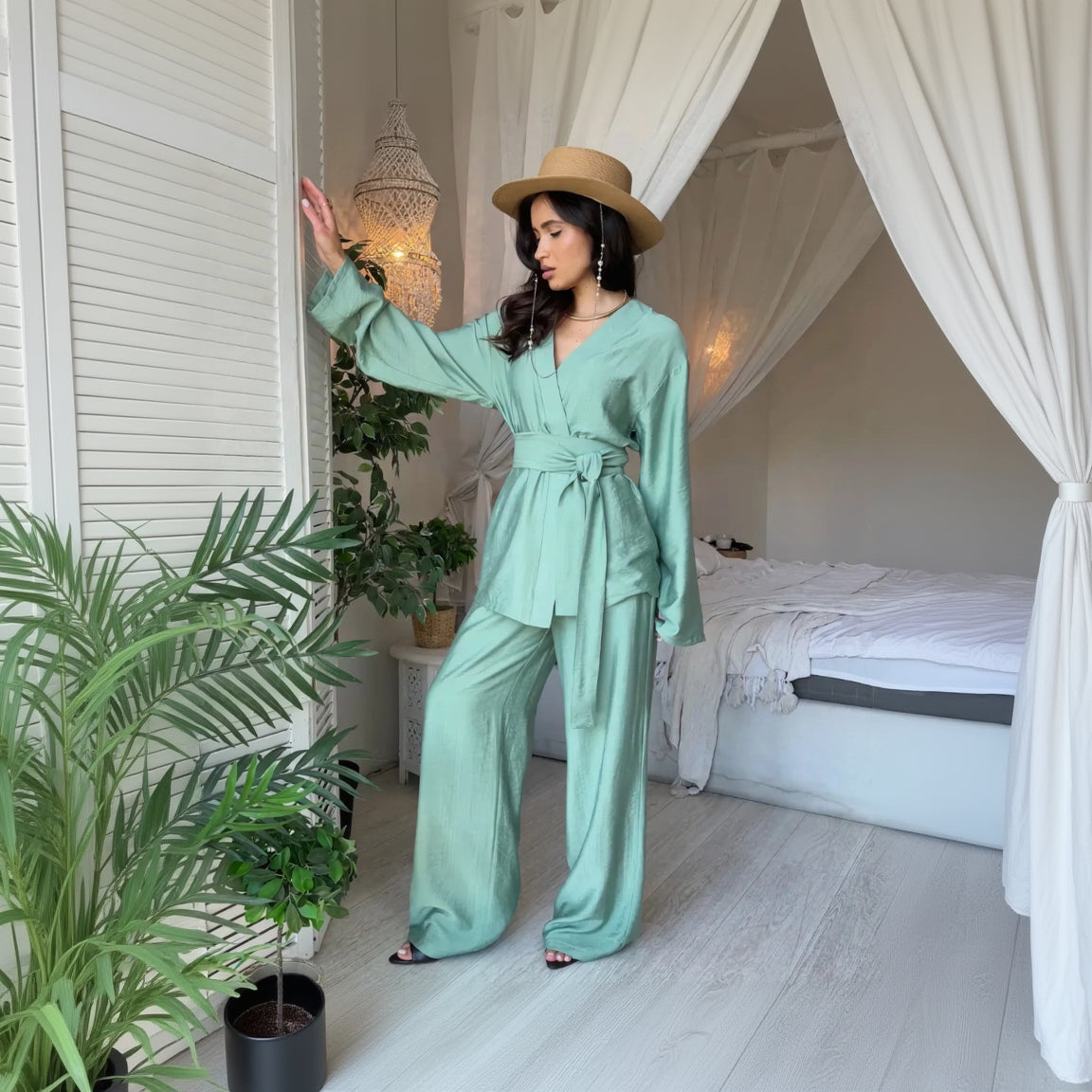 Ensemble Kimono Léger Bleu