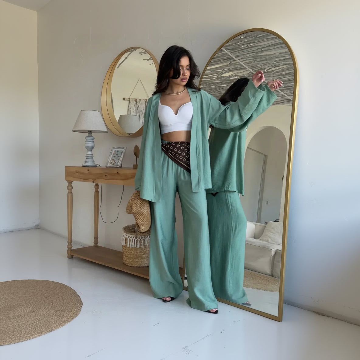 Ensemble Kimono Léger Bleu Design