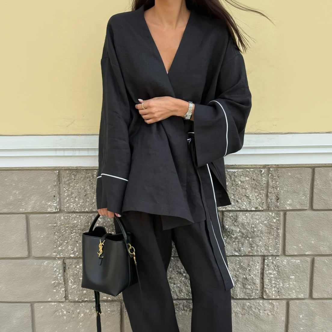 Ensemble Kimono Noir Ample Design