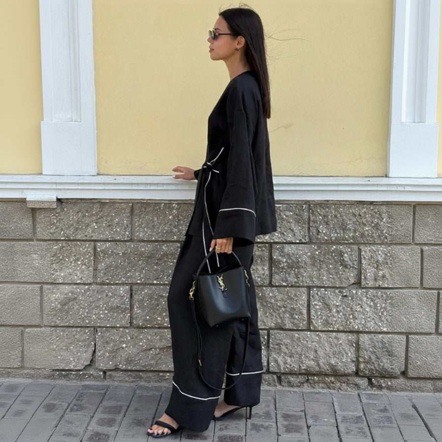 Ensemble Kimono Noir Ample Stylé