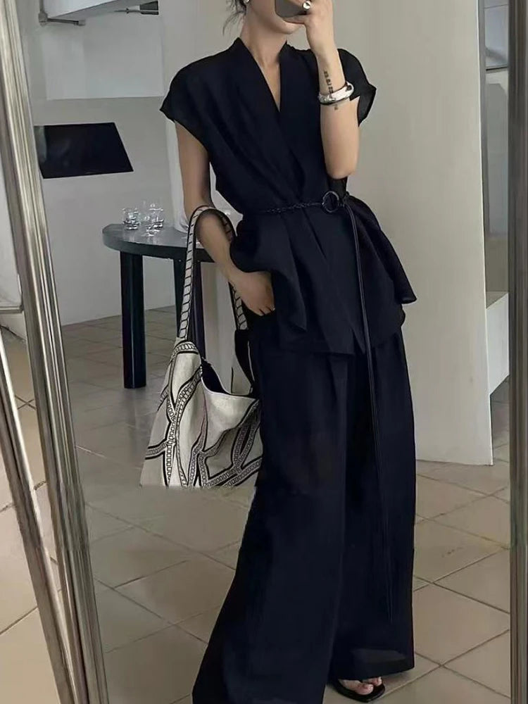 Ensemble Kimono Noir Respirant en Coton