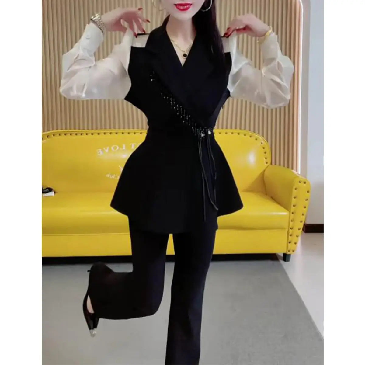 Ensemble Kimono Noir et Blanc Stylé Génial