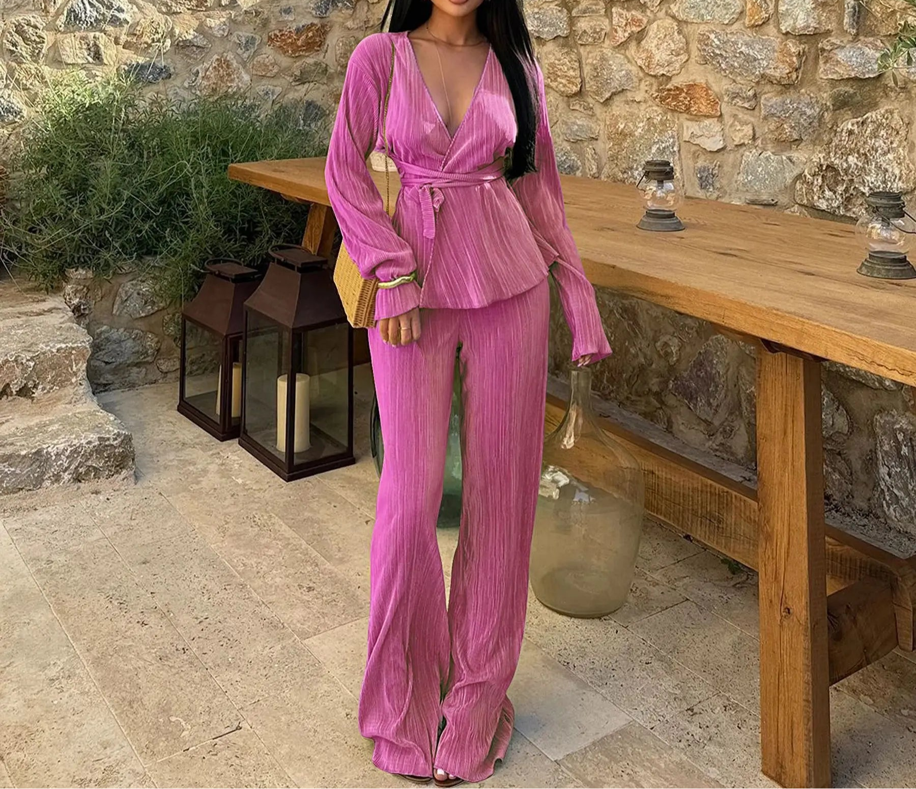 Ensemble Kimono Rose Casual Léger