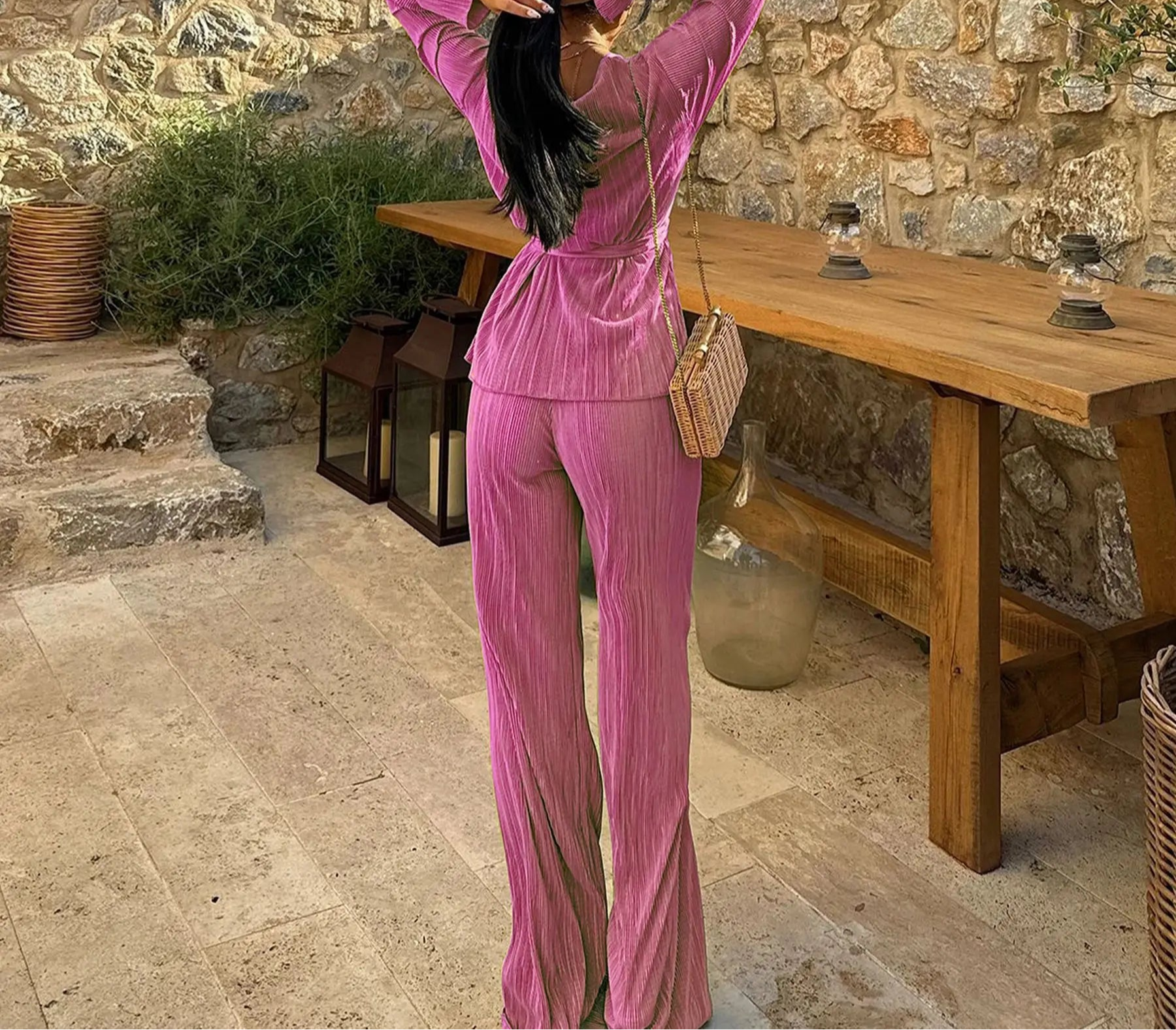 Ensemble Kimono Rose Casual Stylé