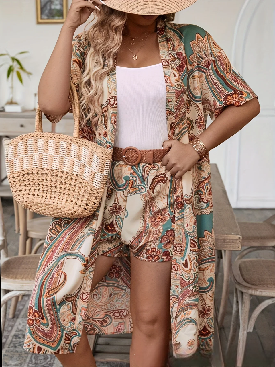 Ensemble Kimono Short Stylé Soyeux