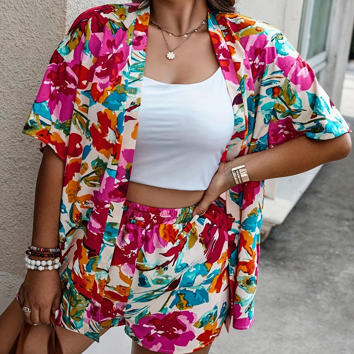 Ensemble Kimono d’Été Fleuri Rose Style