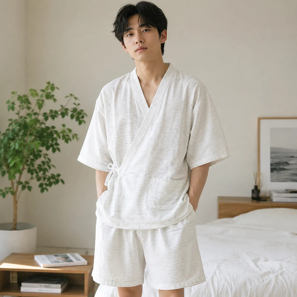 Ensemble Pyjama Kimono Blanc Japonais