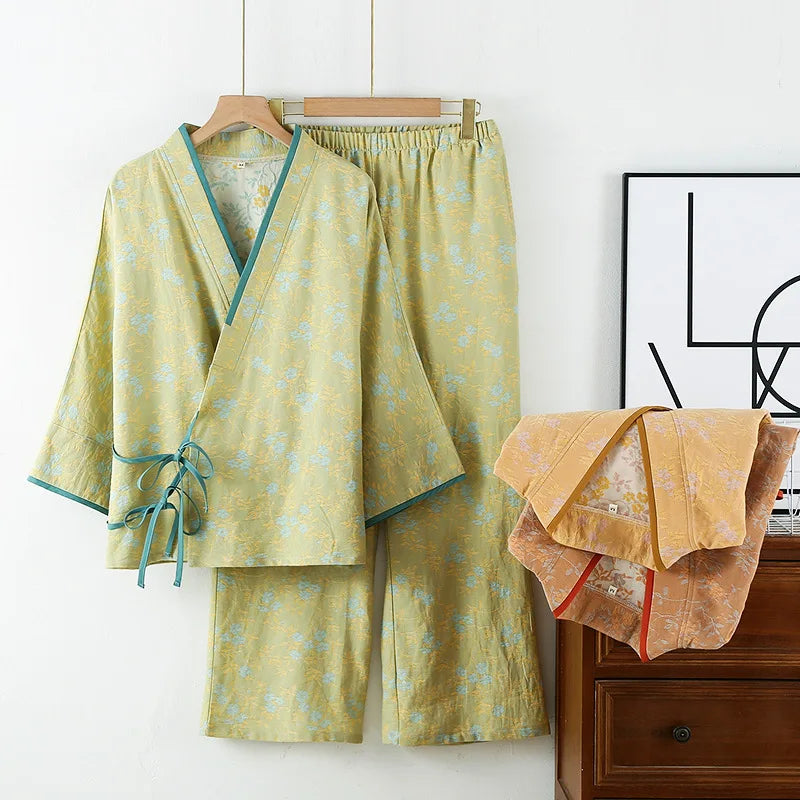 Ensemble Pyjama Kimono Femme Vert Stylé
