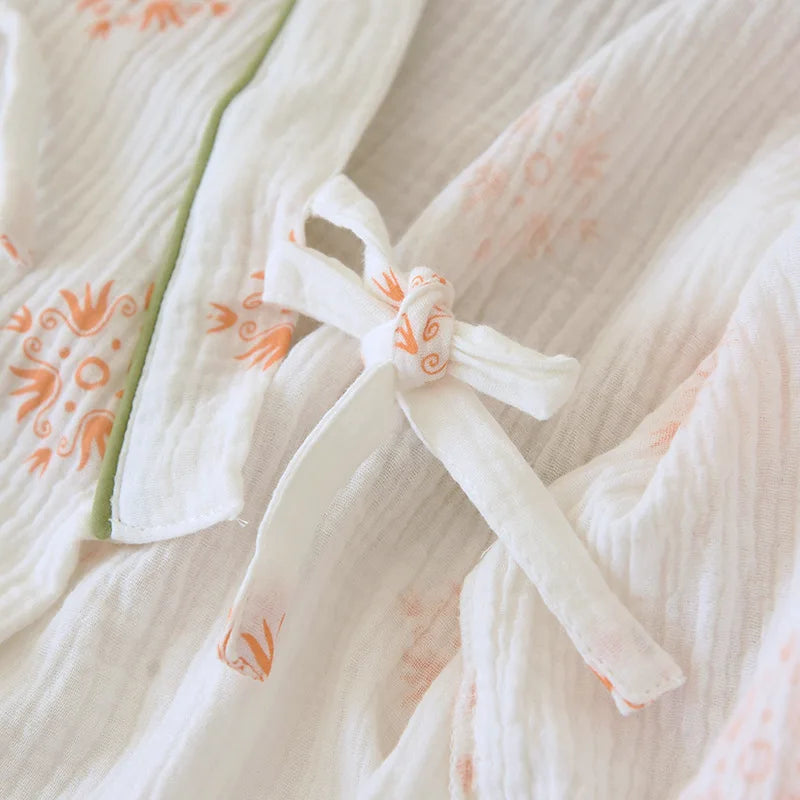 Ensemble Pyjama Kimono Pantalon Fluide avec nœud