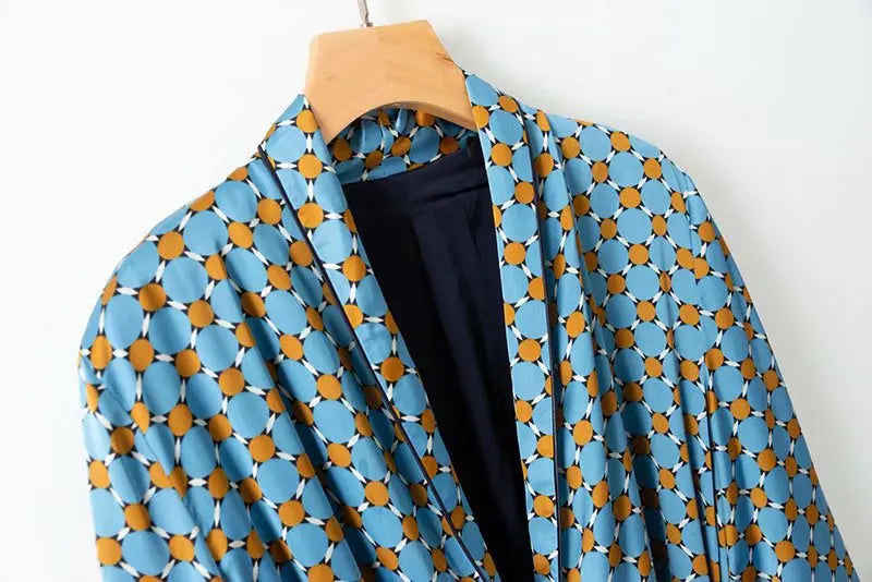 Ensemble Pyjama Kimono à Plumes imprimé