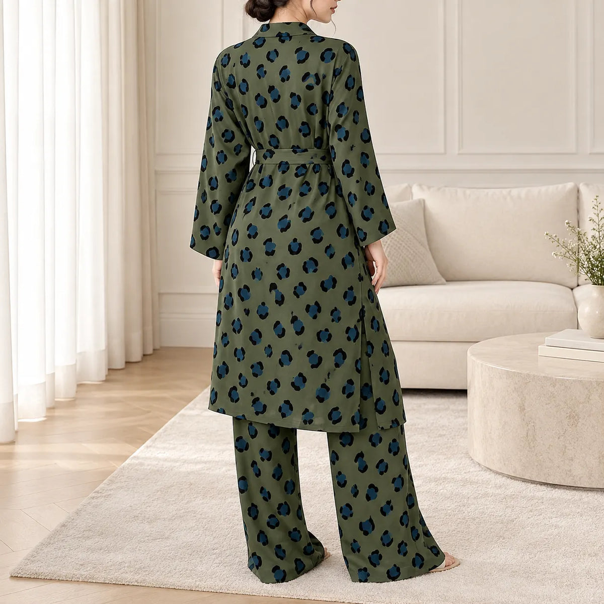 Ensemble Pyjama Kimono Vert Dos
