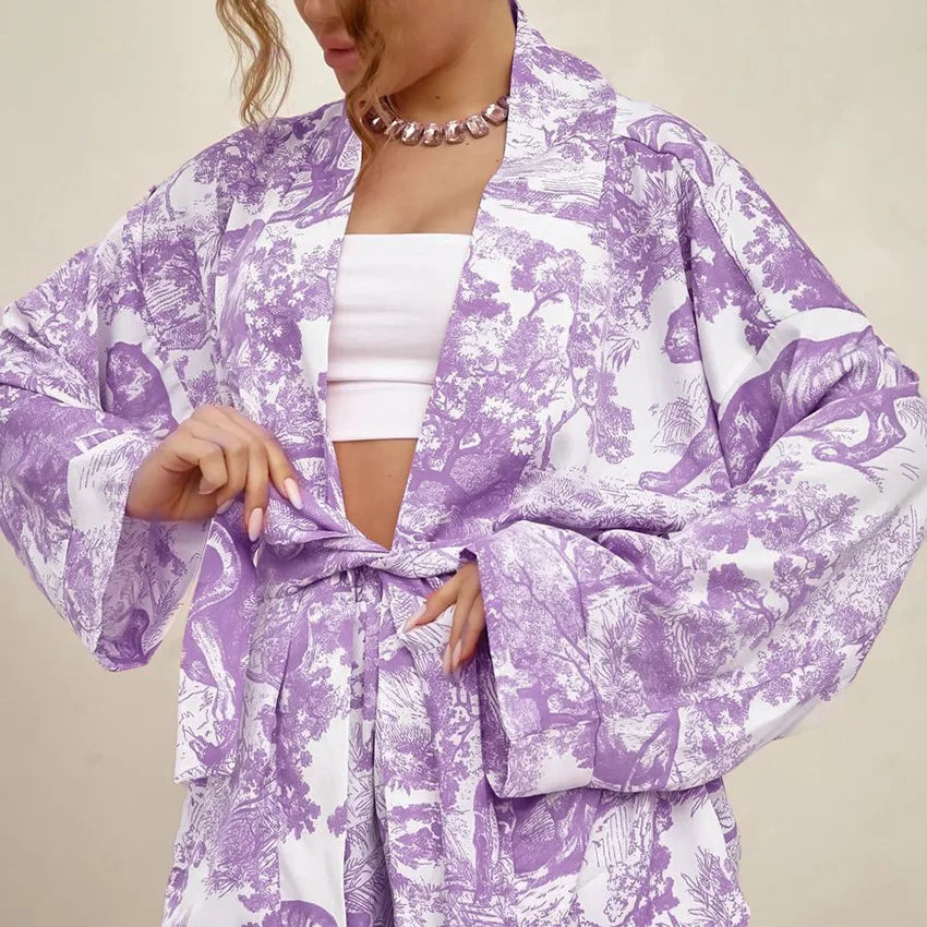 Ensemble Pyjama Short Violet Ample Design