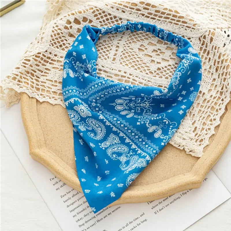 Foulard à Cheveux Motif Bandana Bleu