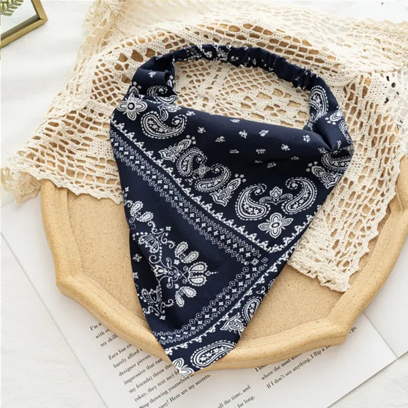 Foulard à Cheveux Motif Bandana Bleu marine