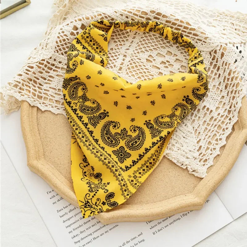 Foulard à Cheveux Motif Bandana Jaune
