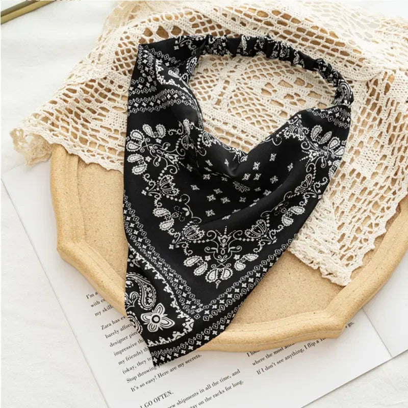 Foulard à Cheveux Motif Bandana Noir