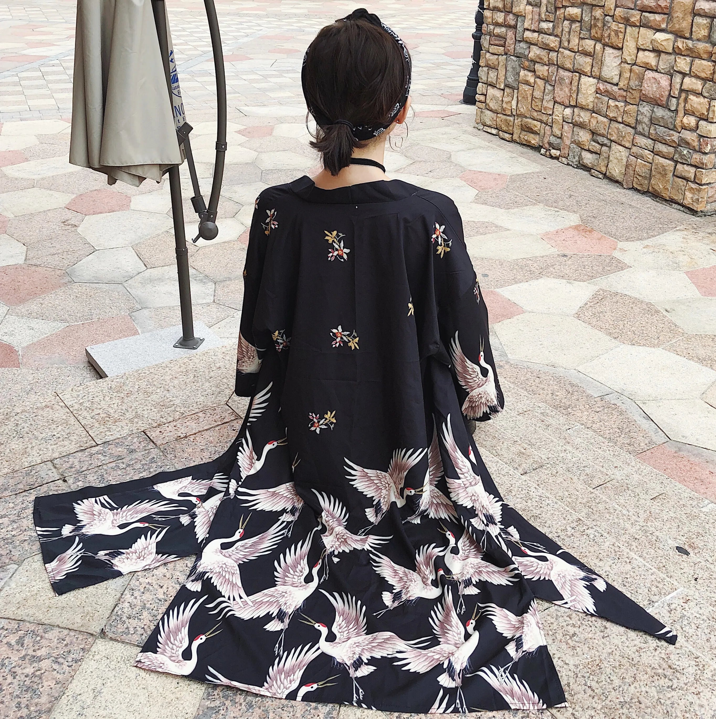 Veste Kimono Femme à Motifs Grues Splendide