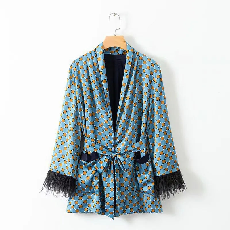 Ensemble Pyjama Kimono à Plumes chic