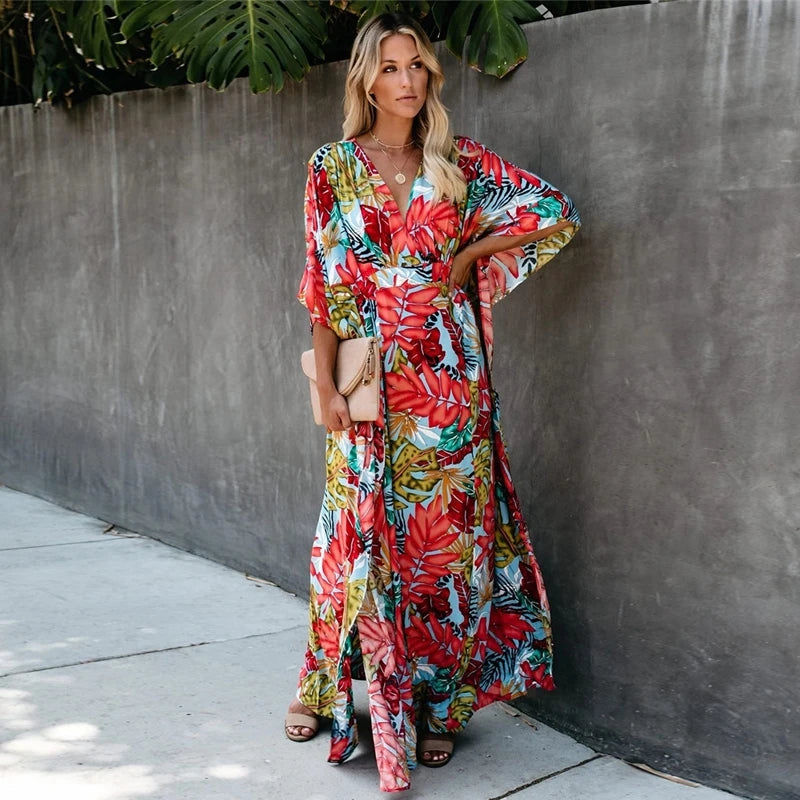 Kimono à Fleur Long Soyeux
