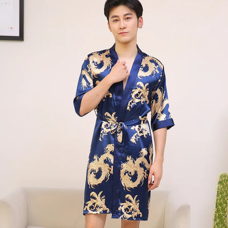 Yukata Peignoir Homme Bleu